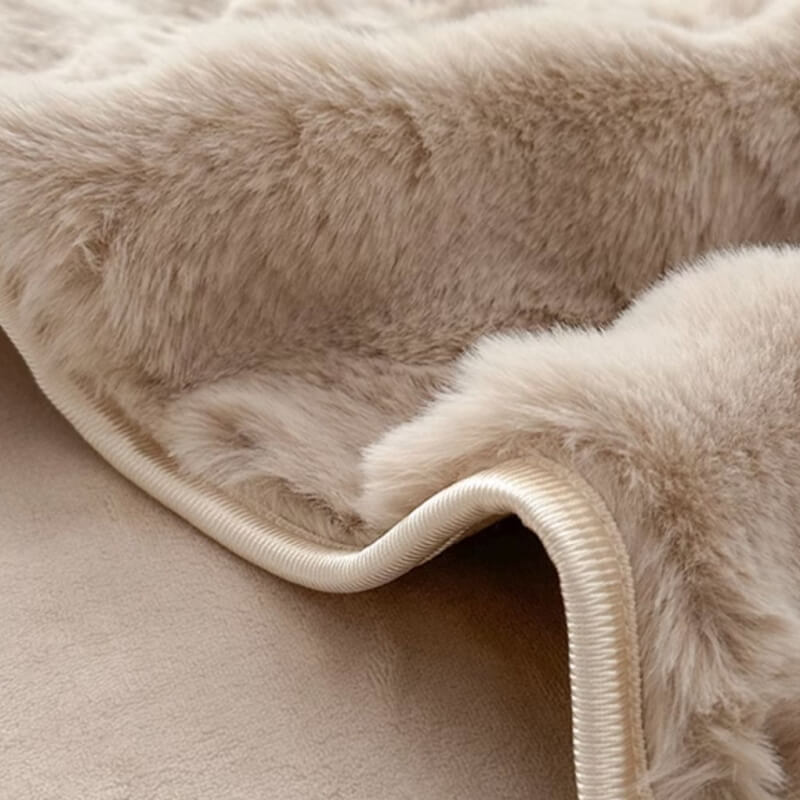 Housse de matelas antidérapante en fausse fourrure de lapin de luxe