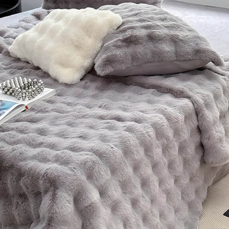 Housse de matelas antidérapante en fausse fourrure de lapin de luxe