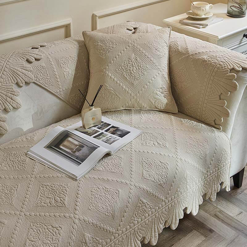 Fashion Leaf Trim Cotton Washable Sofa Cover