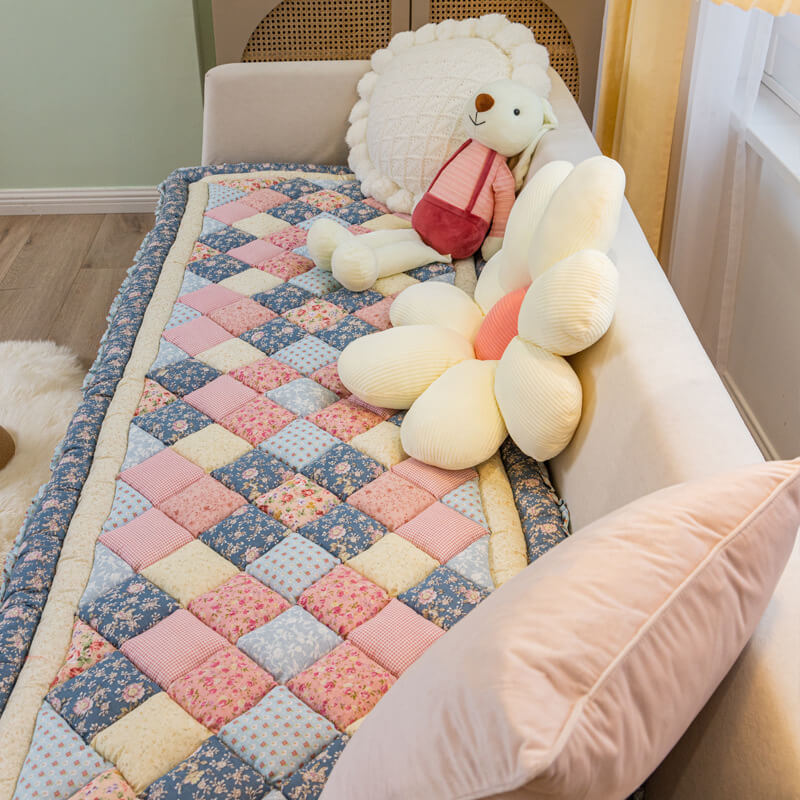 Floral Handmade Pure Cotton Protective Sofa Cover