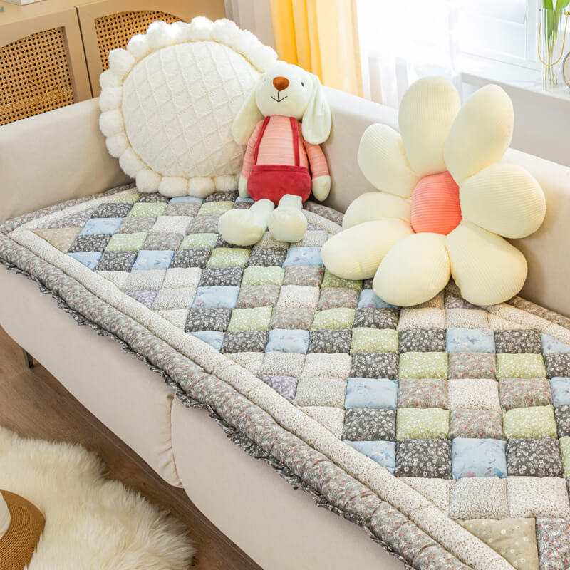 Floral Handmade Pure Cotton Protective Sofa Cover