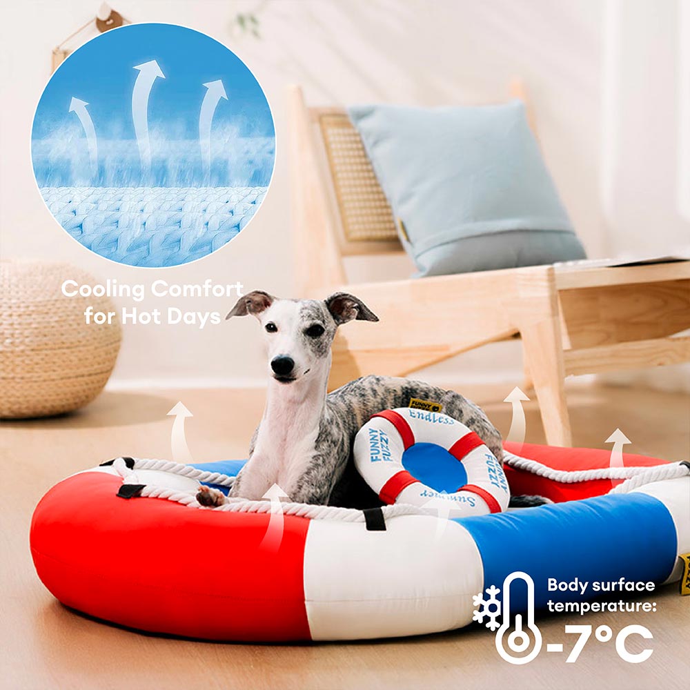 Summer Cooling Waterproof Boat-Shaped Pet Bed with Pillow – Chill Raft