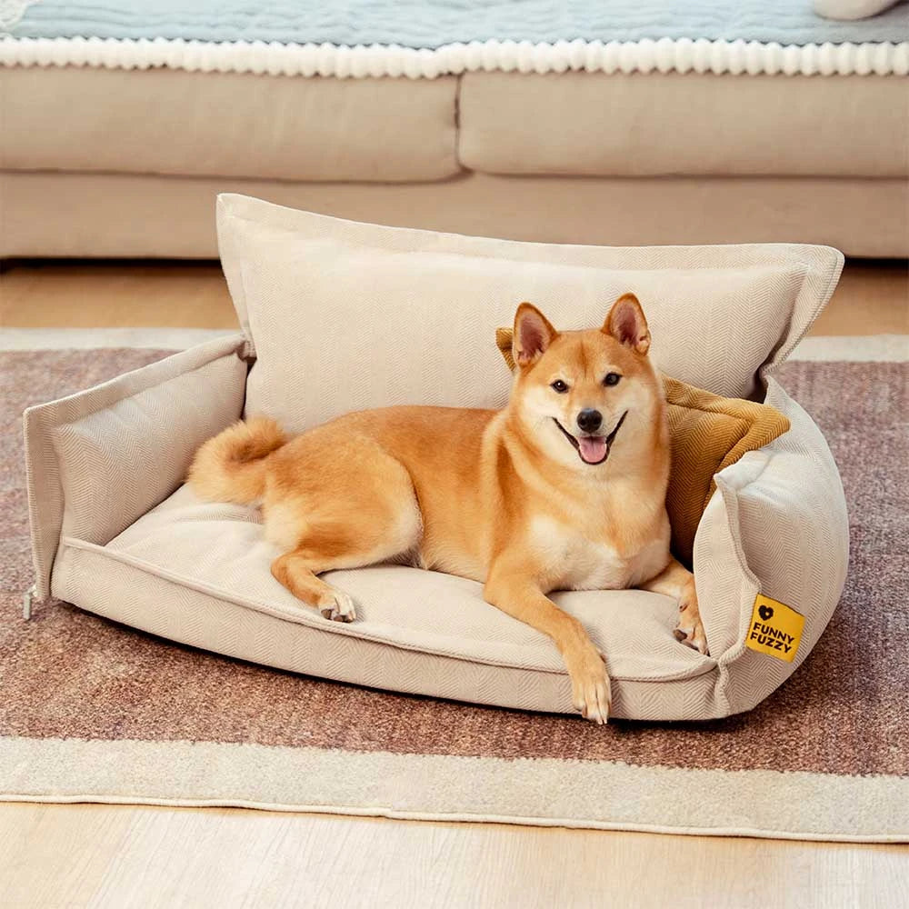 All-Season Chenille Dual-layer Removable Sponge Orthopedic Dog Bed With Pillow