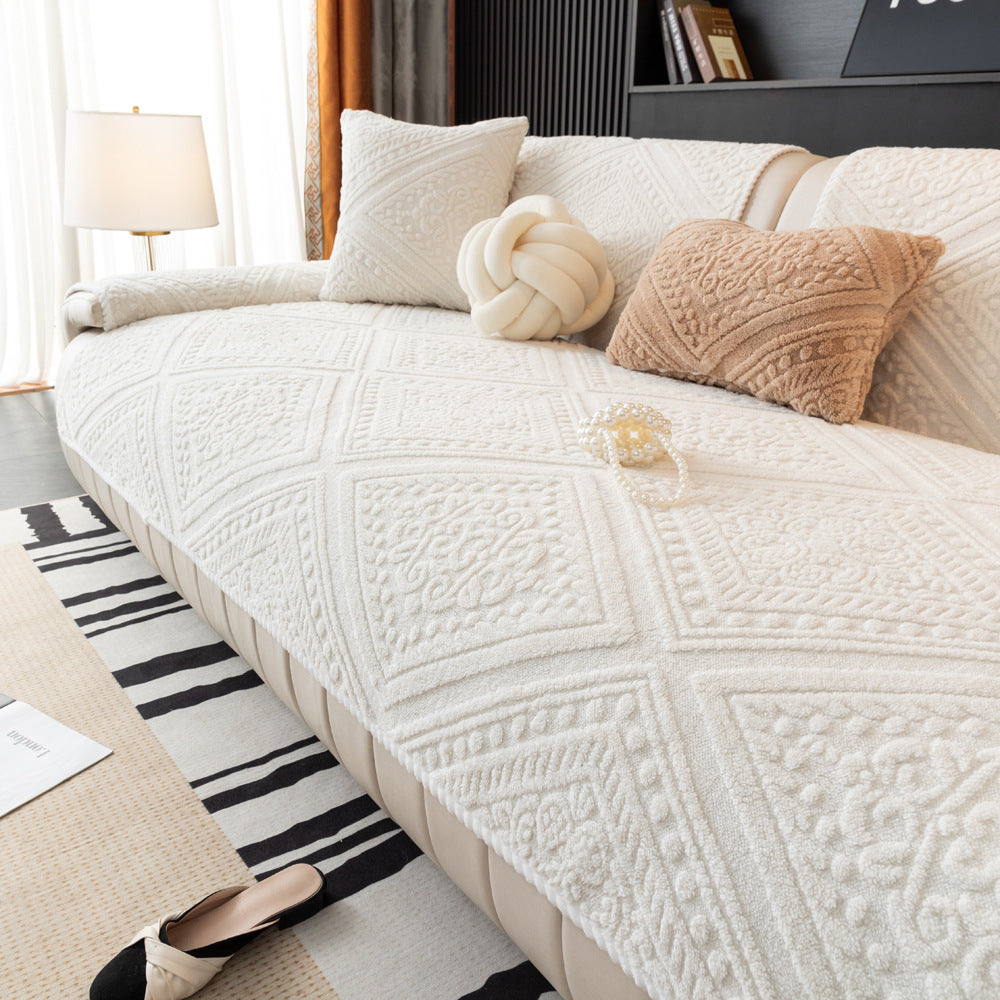 All Season Nordic Style Carved Plush Decorative Non-Slip Sofa Cover