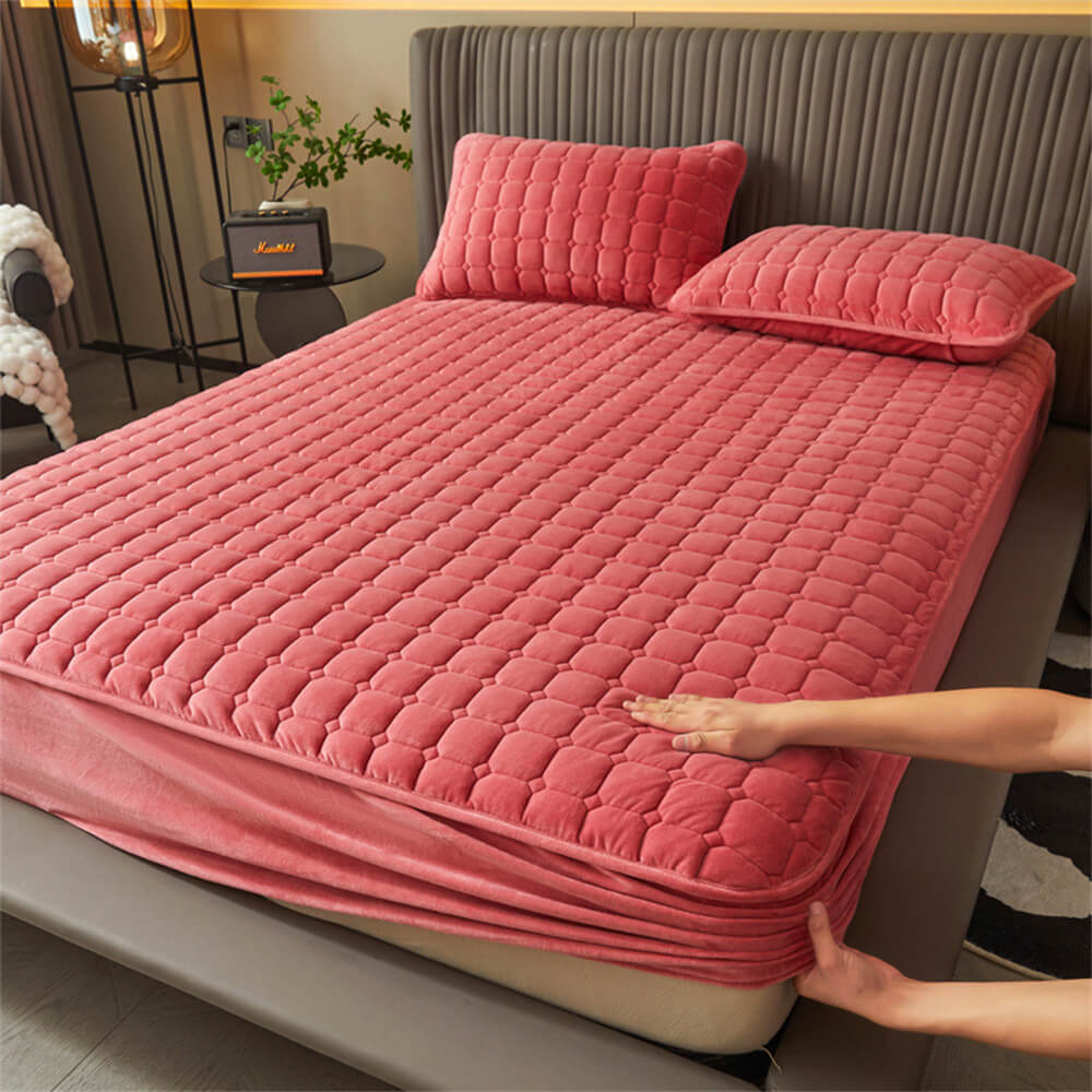 Housse de matelas en drap-housse chaud et respirant en velours pelucheux