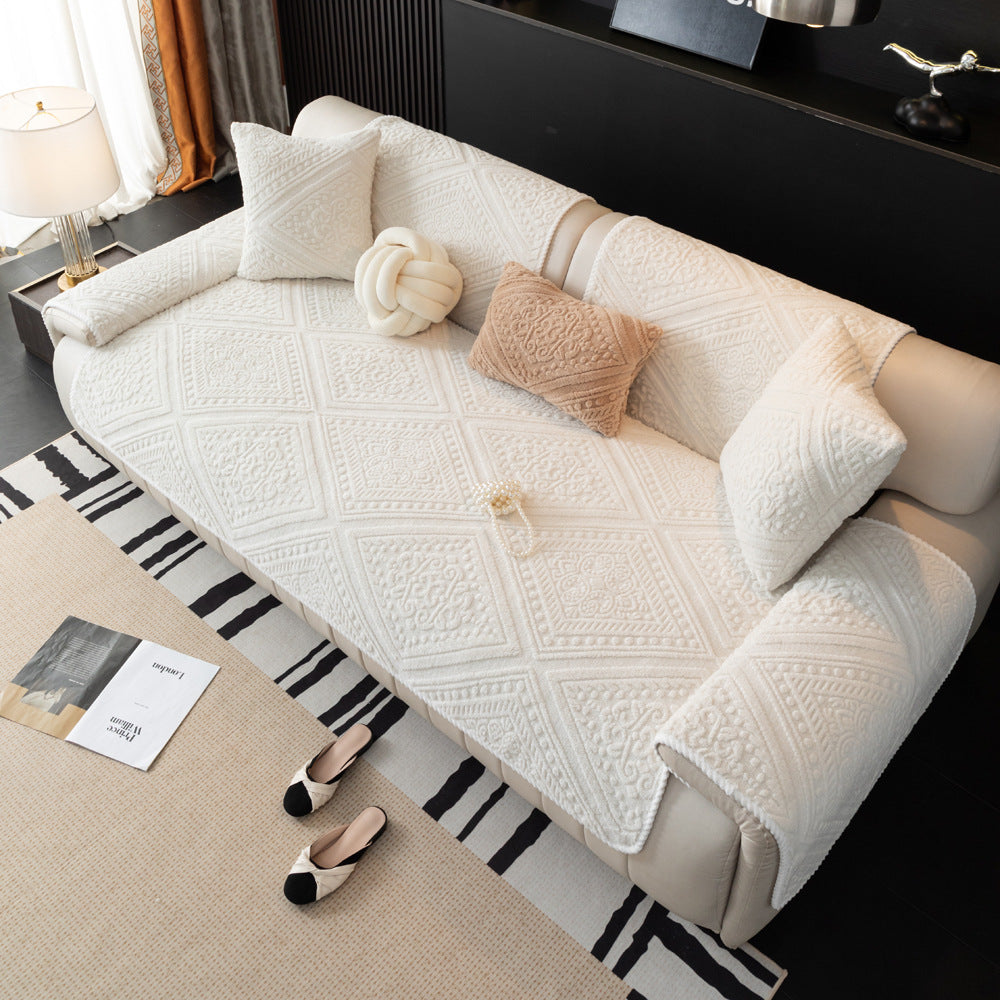 All Season Nordic Style Carved Plush Decorative Non-Slip Sofa Cover