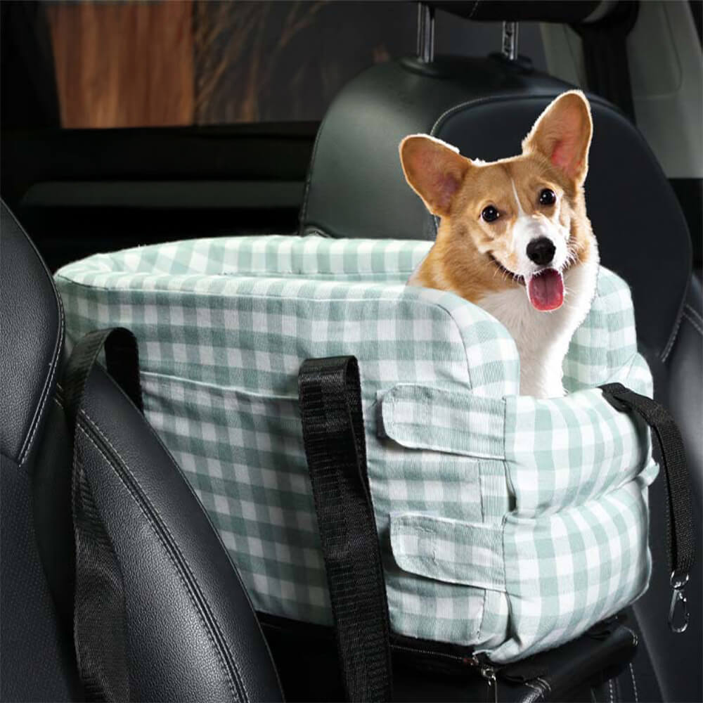 Stylish Plaid Portable Travel Dog Cat Car Seat Carrier