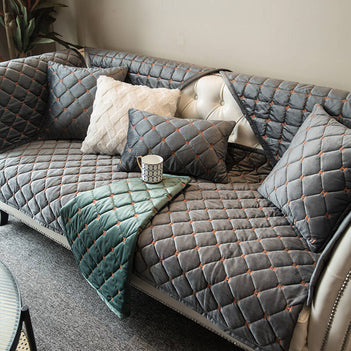Luxury Quilted Velvet Non-Slip Sofa Cover