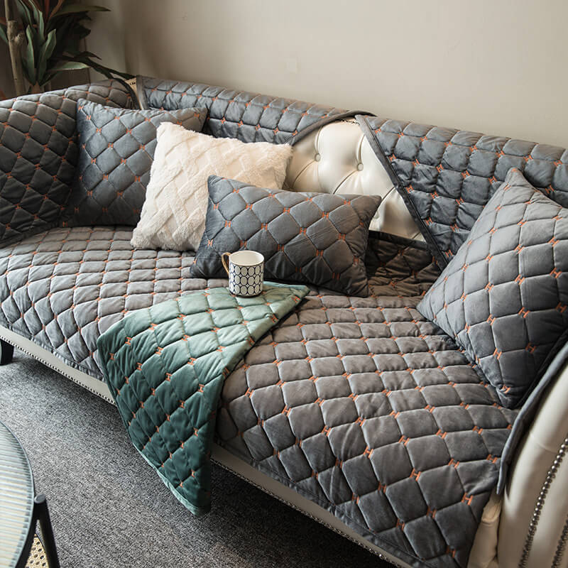 Luxury Quilted Velvet Non-Slip Sofa Cover