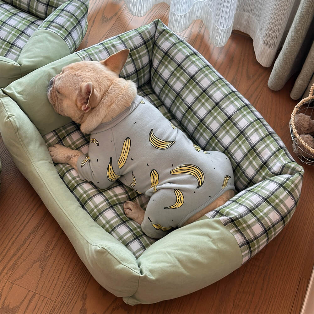 Plush Gingham Orthopedic Anti-Slip Washable Dog & Cat Bed