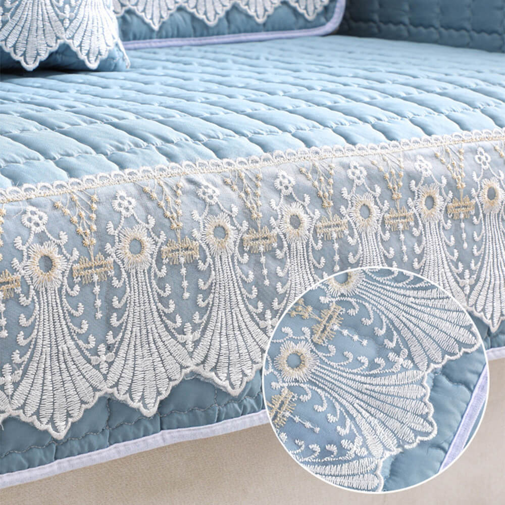 Luxury Quilted Lace Embroidery Non-Slip Sofa Cover