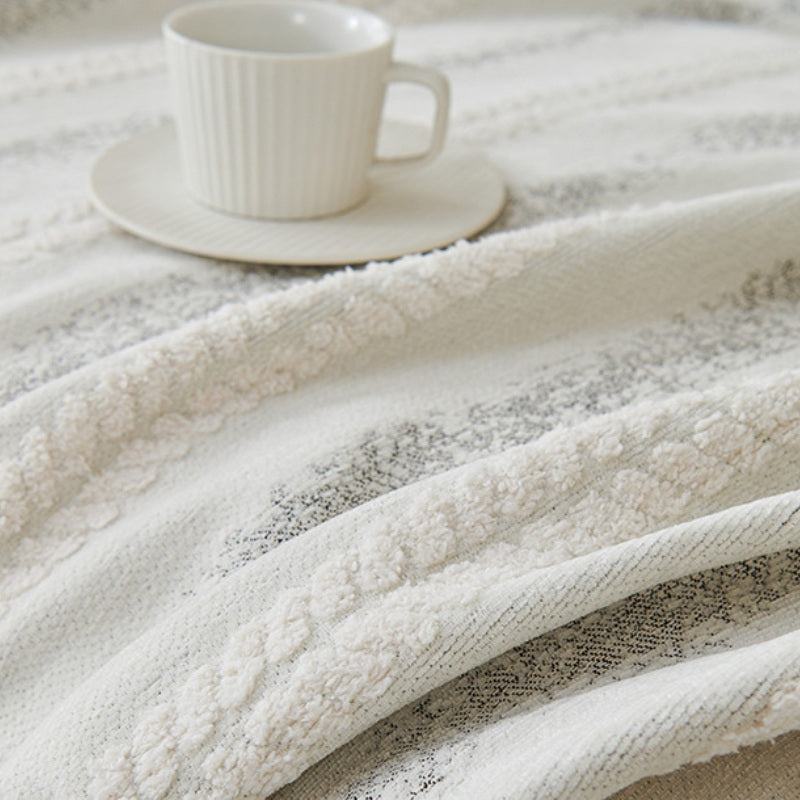 Decorative Stripe Tassel Chenille Throw Sofa Cover