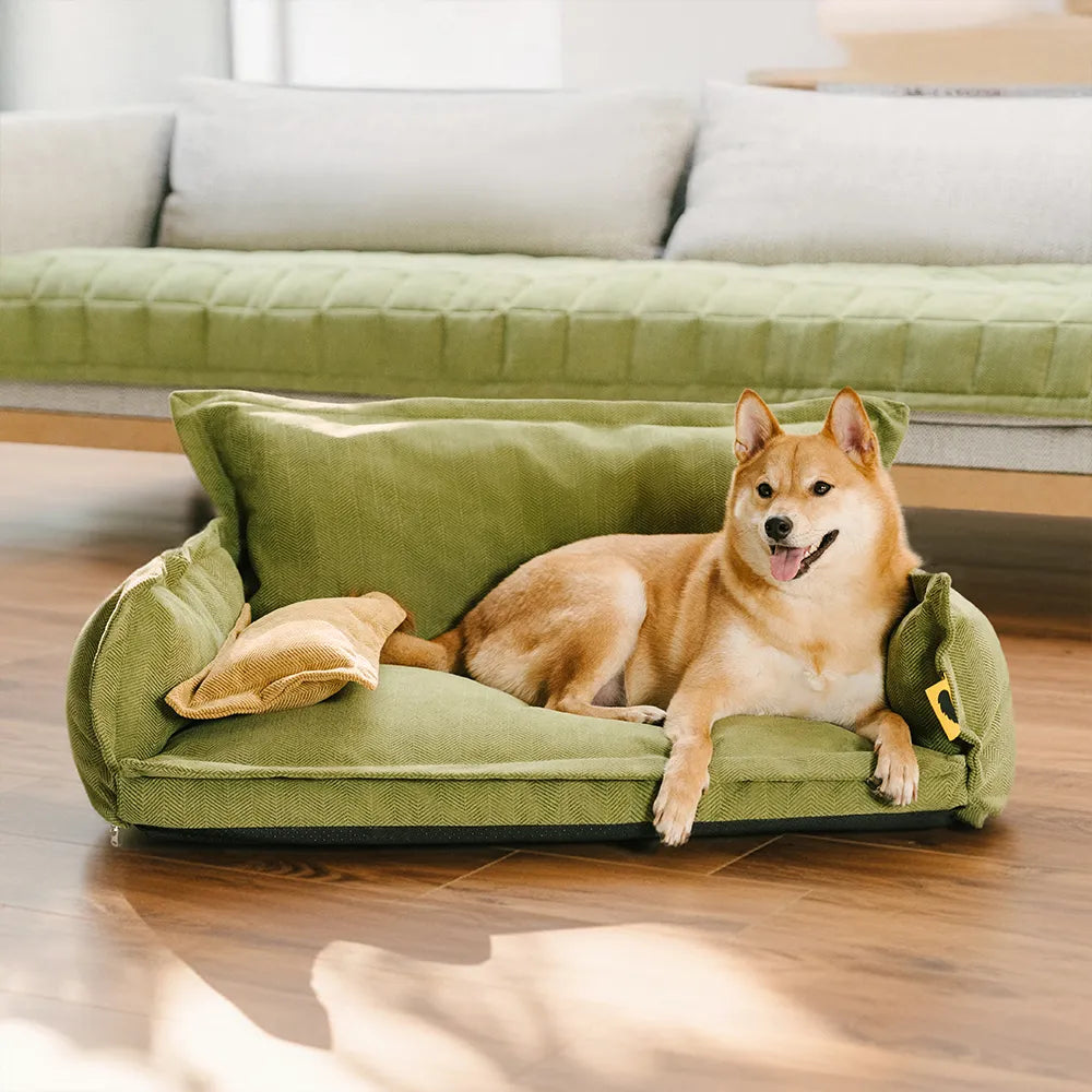 Orthopedic All-season Dual-layer Removable Dog Bed With Pillow - Retro