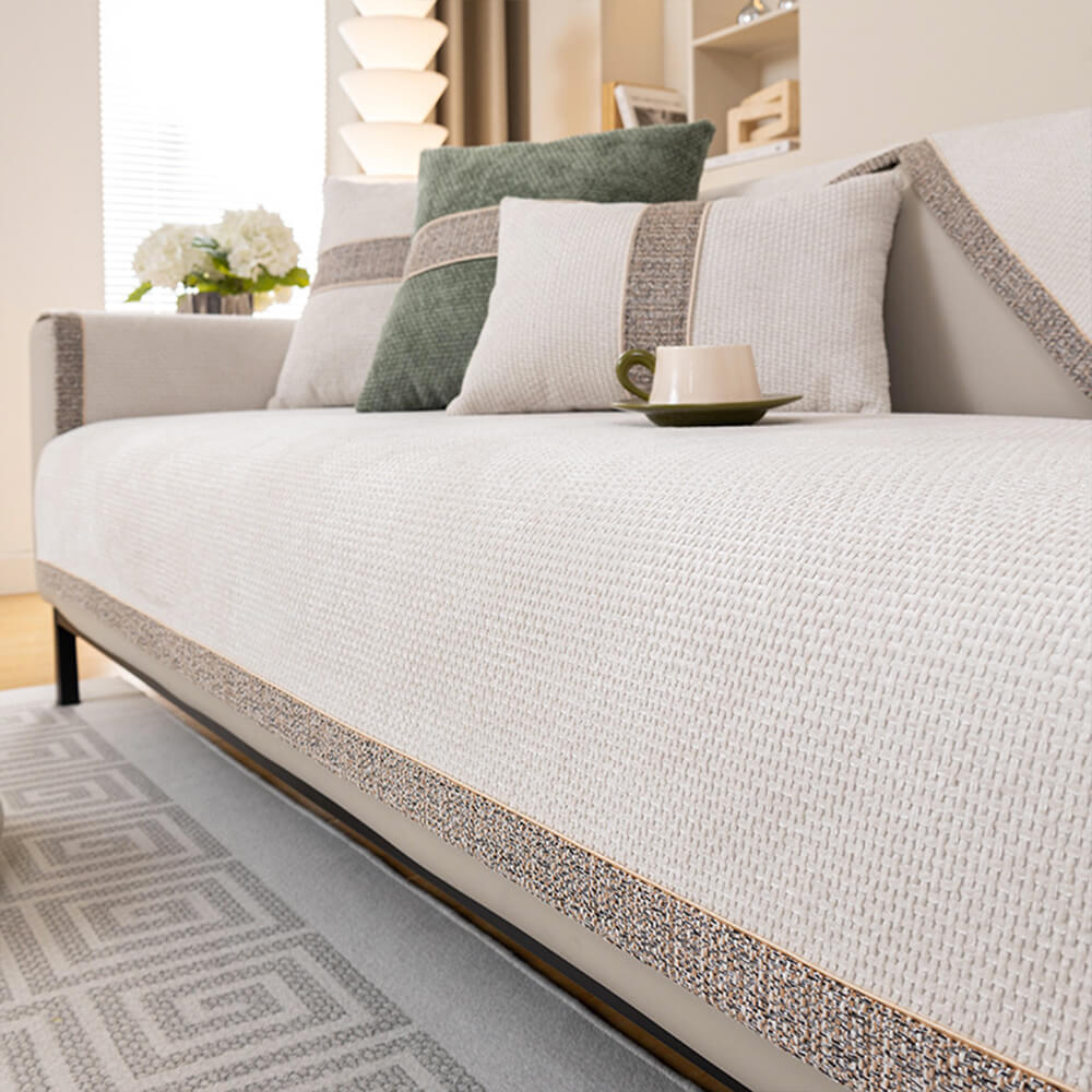 All-Season Modern Tweed Woven Chenille Anti-Slip Outdoor Sofa Cover