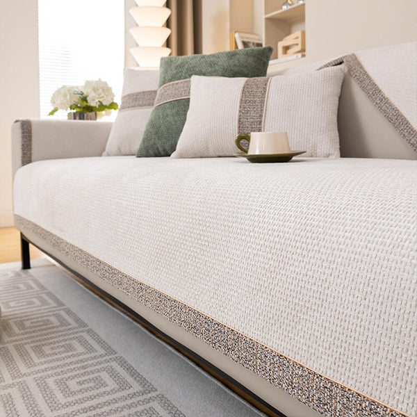 All-Season Modern Tweed Woven Chenille Anti-Slip Outdoor Sofa Cover