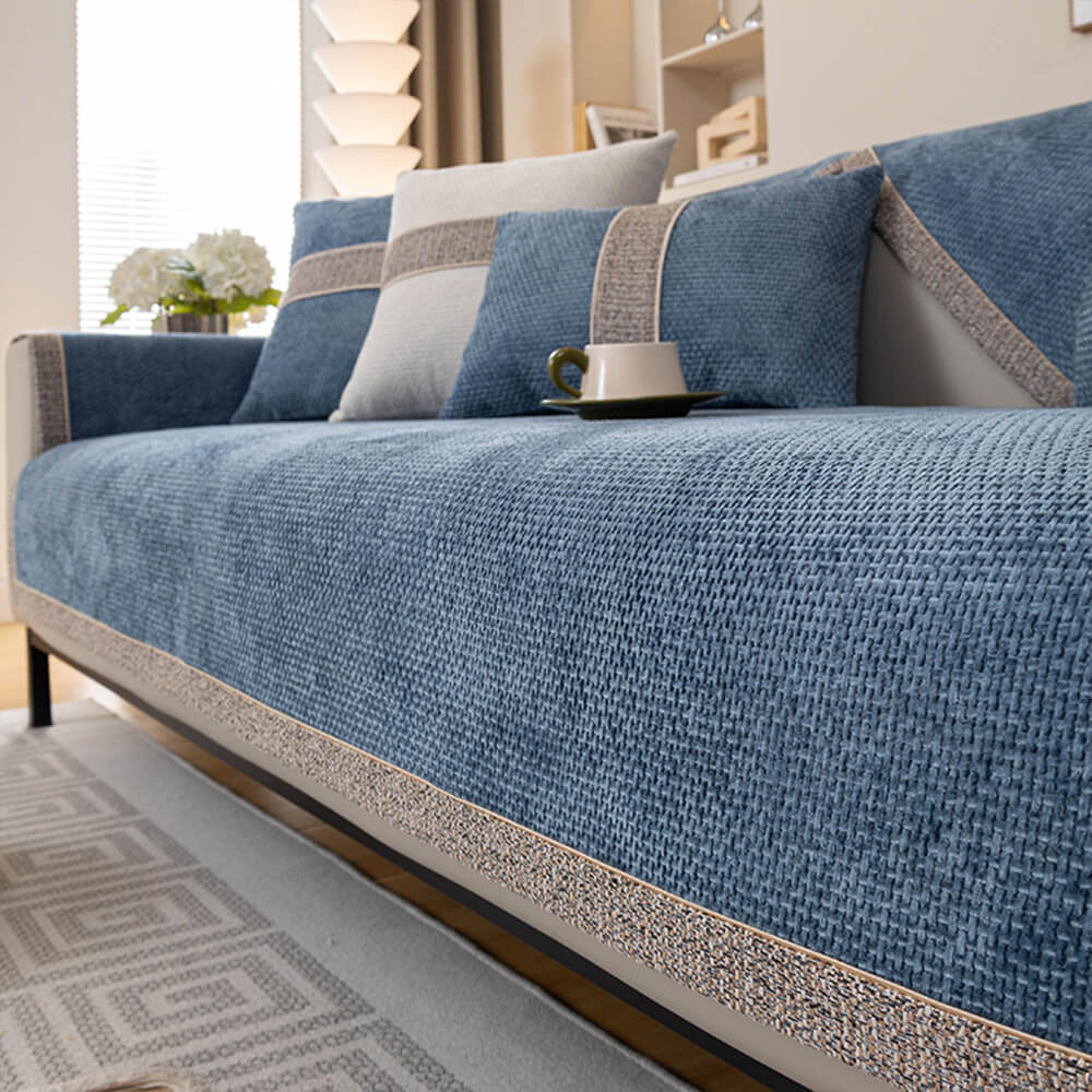 All-Season Modern Tweed Woven Chenille Anti-Slip Outdoor Sofa Cover