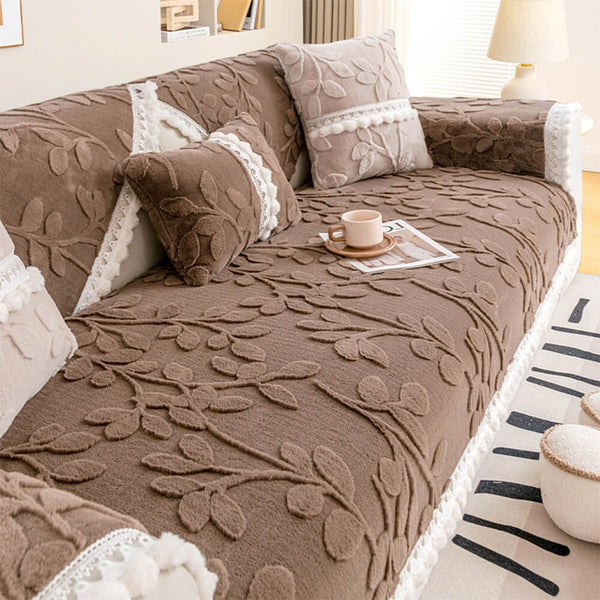Branch Jacquard Elegant Decorative Plush Non-Slip Sofa Cover