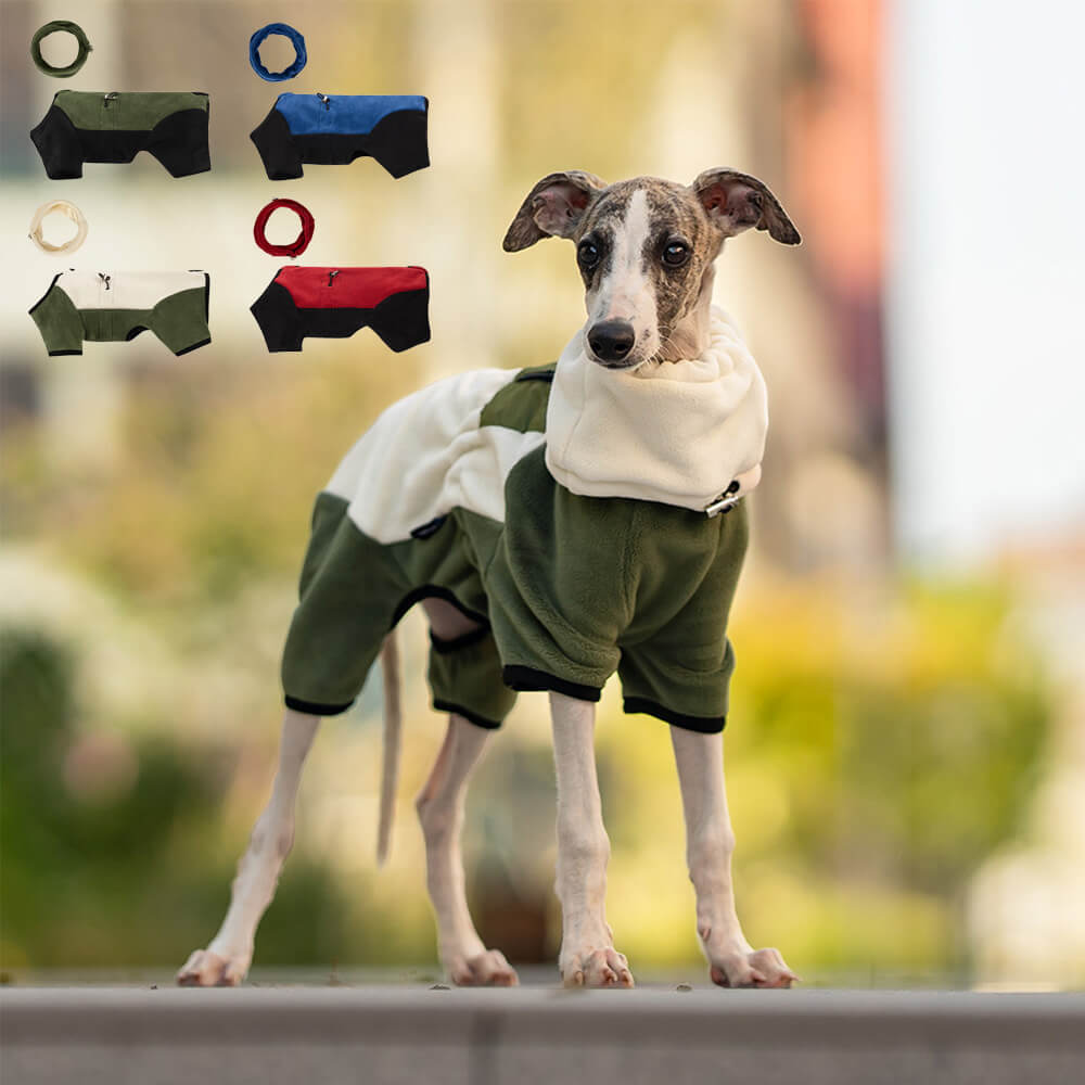 Combinaison pour chien en polaire à couverture complète avec collier amovible