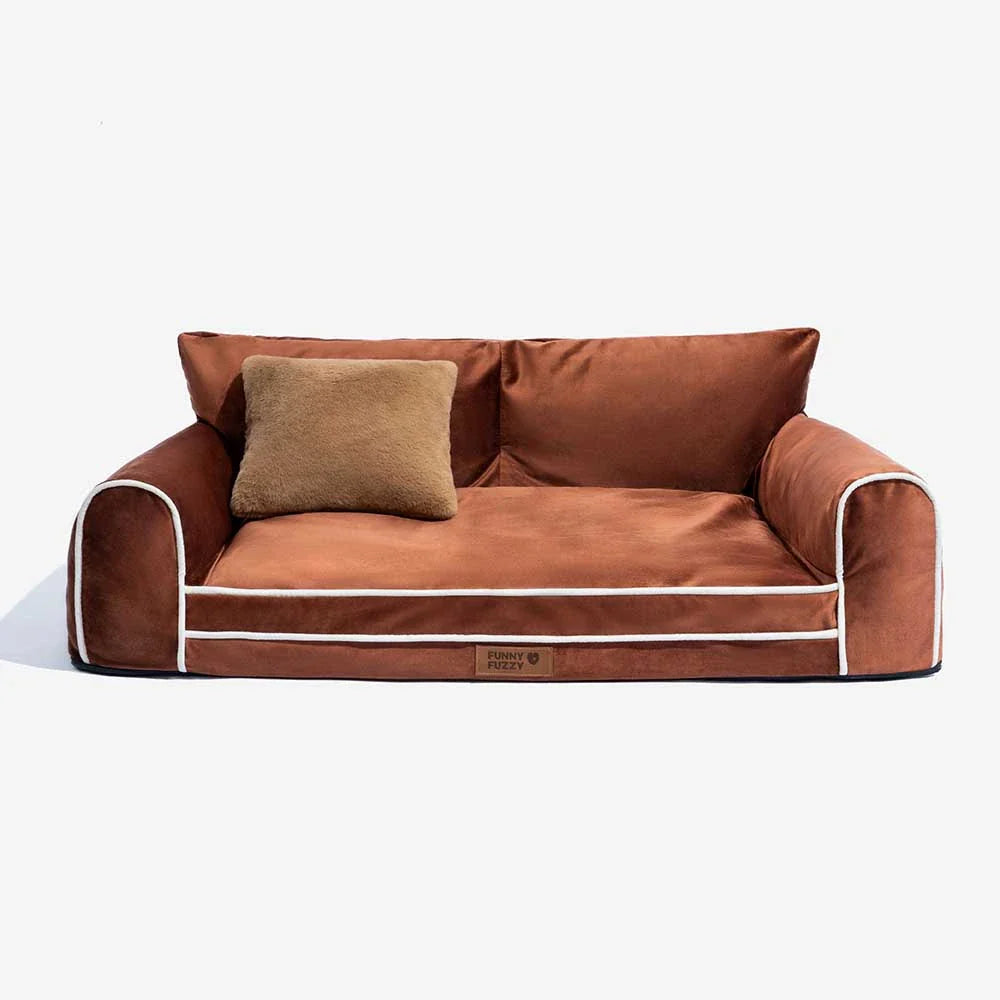 Deluxe Silk Velvet Removable Bolster Orthopedic Dog Bed With Pillow - RegalRest