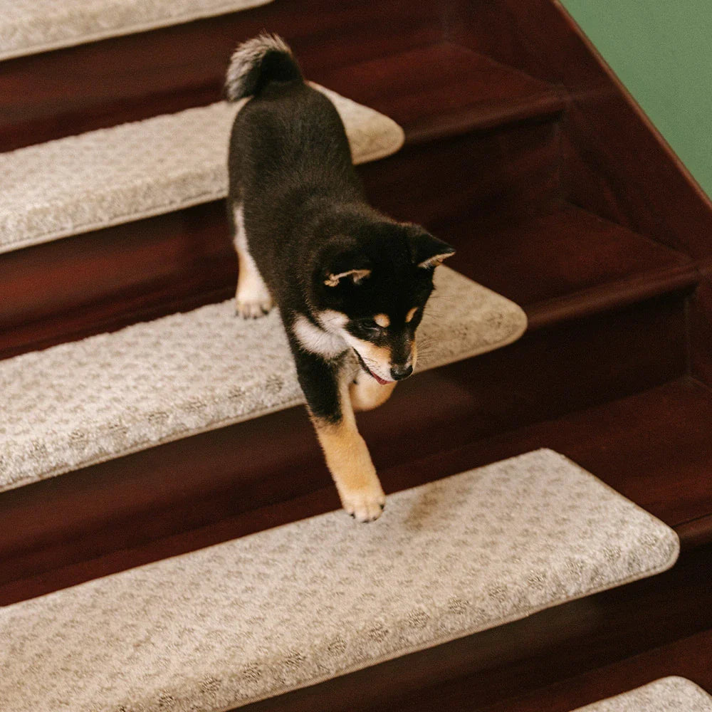 Soft Plush Indoor Stair Protectors Pet Friendly Tape Free Carpet Stair Treads