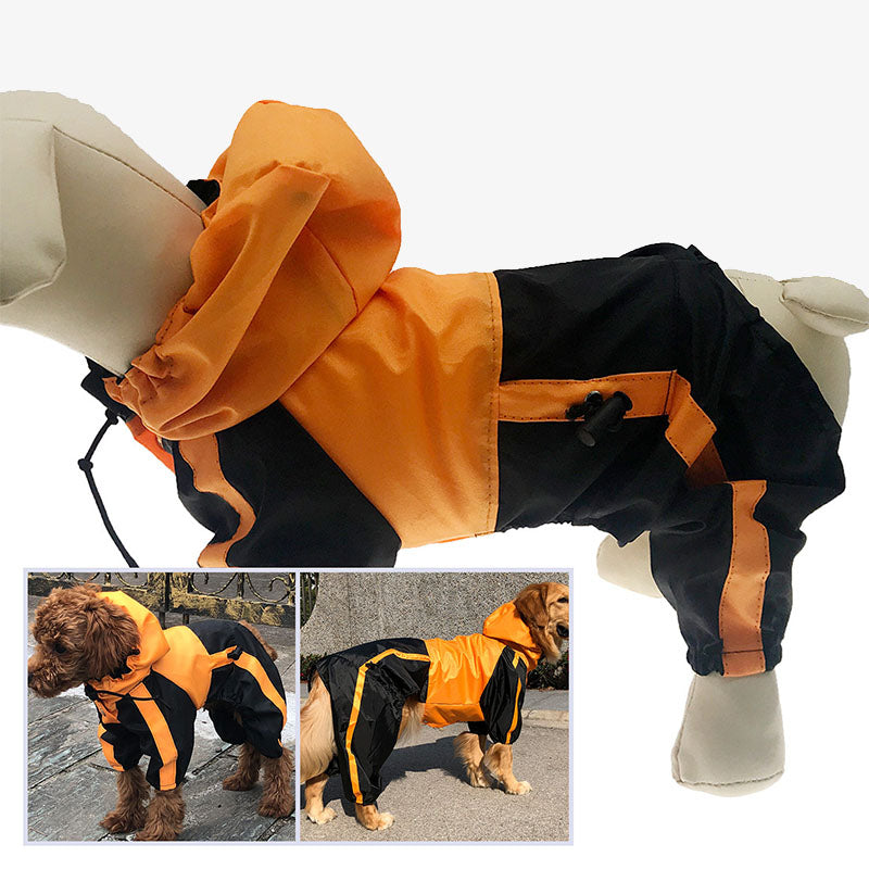 Manteau imperméable à couverture complète pour chien en tissu Oxford avec pattes et capuche