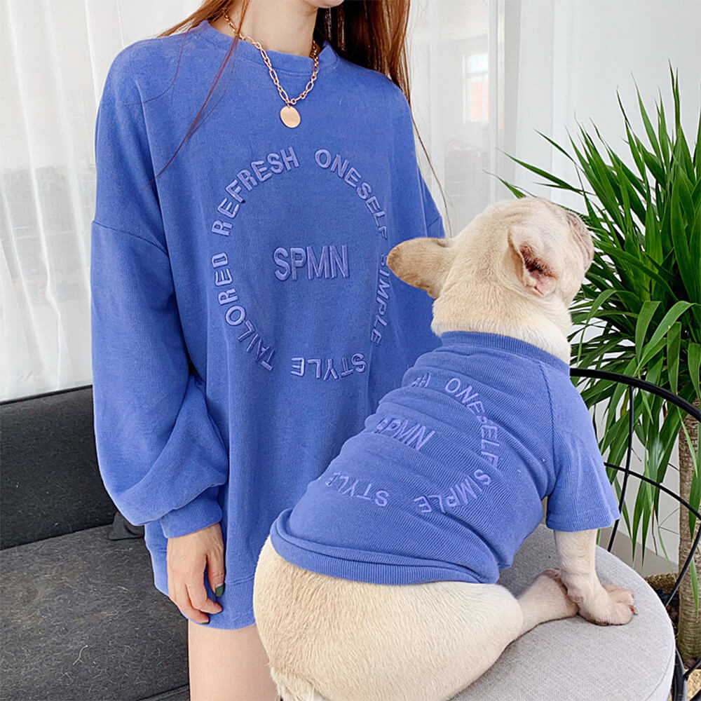 Stylish Embroidered Long Sleeve Pullover Sweatshirt for Pet and Owner Matching Clothes