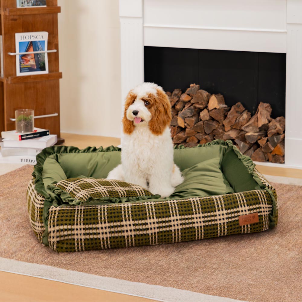 Lit d’oreiller pour chien de traversin confortable lavable à fleurs de luxe classique - Bliss Napper