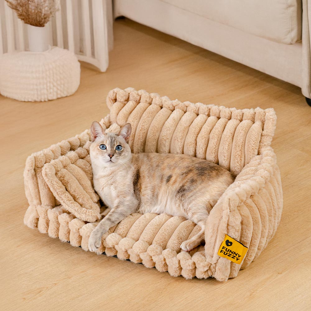 Washable Calming Soft Pillow Bolster Cat Bed-Snoozy Dream