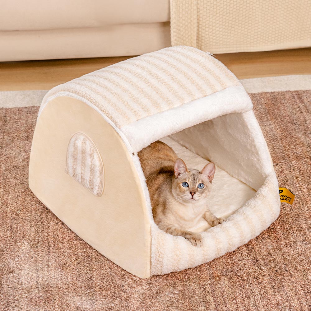 Striped Cozy Cat House - Cozy Retreat