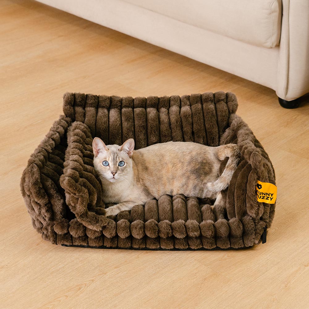 Washable Calming Soft Pillow Bolster Cat Bed-Snoozy Dream