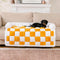 Cream Square Plaid Cozy Dog Mat Furniture Protector Cover