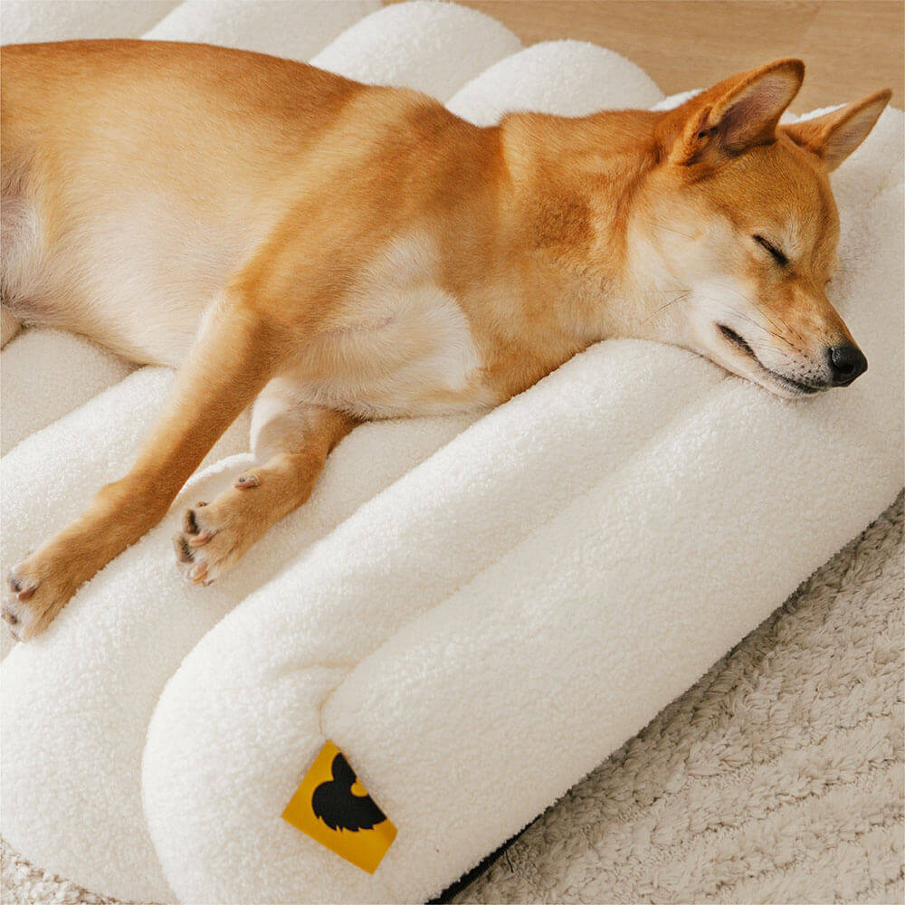 Large Washable Creamy Cozy Flat Dog Beds - Cheesecake