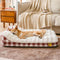 Large Classic Check Headrest Rectangle Calming Dog Bed - Dreamy wave