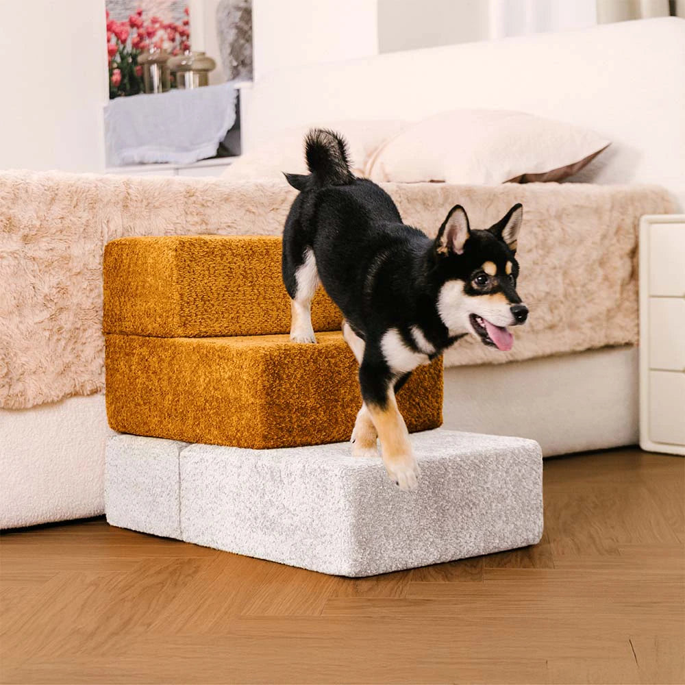 Chenille Durable Scratch-Resistant Foldable Blocks Multi-Level Dog Stairs