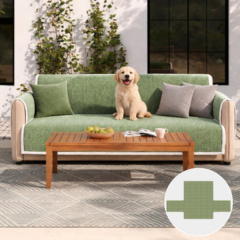 All-Season Anti-Slip Striped Pet Rug Furniture Protector with Armrest Outdoor Sofa Cover - Keep Still