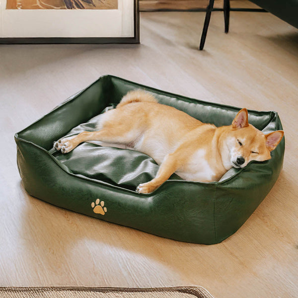 Luxury Faux Leather Waterproof Removable Dog Sofa Bed