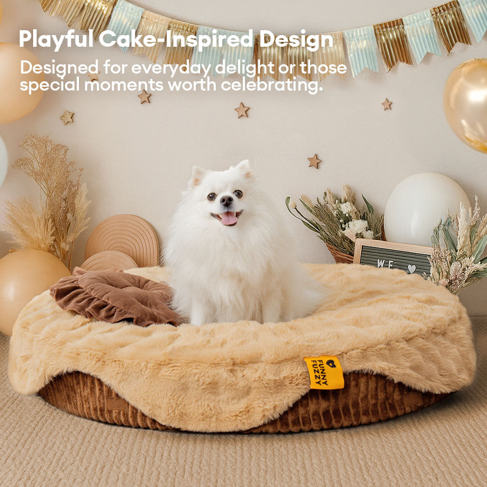 Fluffy Cake-Shaped Detachable Plush Orthopedic Pet Bed – DreamBake