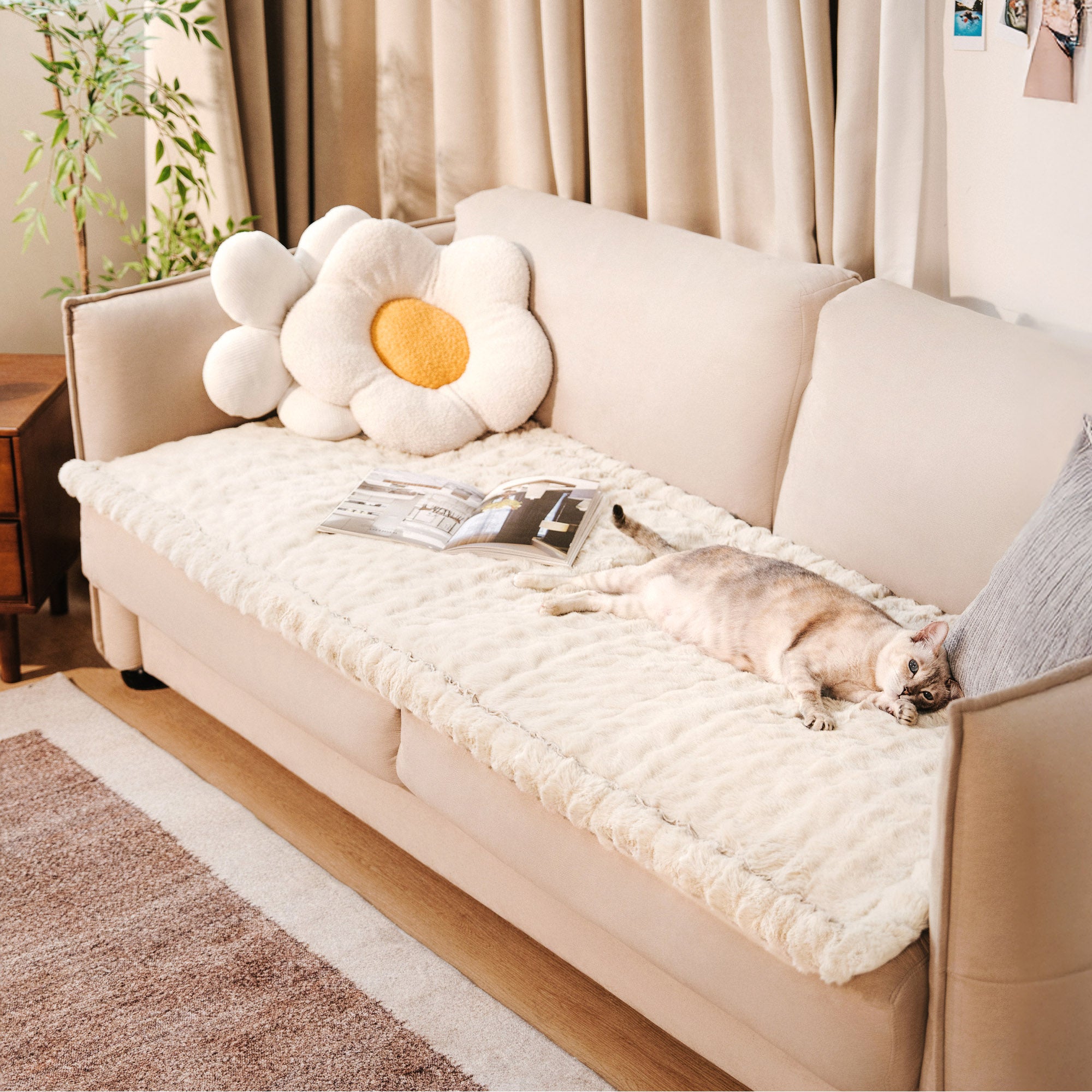 Fluffy Plush Faux Fur Warm Pet Mat Non-slip Couch Cover