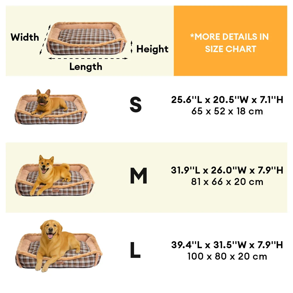 Vintage Checkered Washable Plush Cozy Bolster Dog Bed – TuckNap