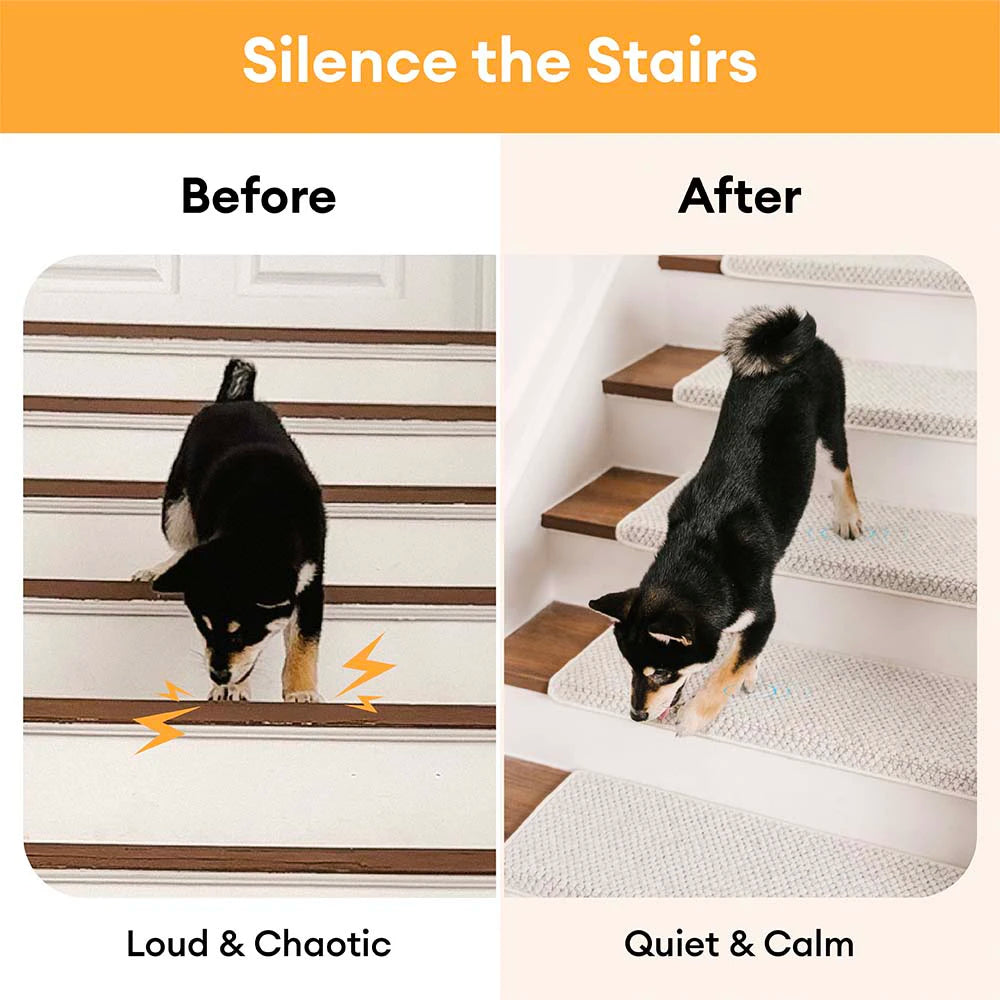 New Zealand Wool Blend Stair Protectors Tape Free Washable Carpet Stair Treads