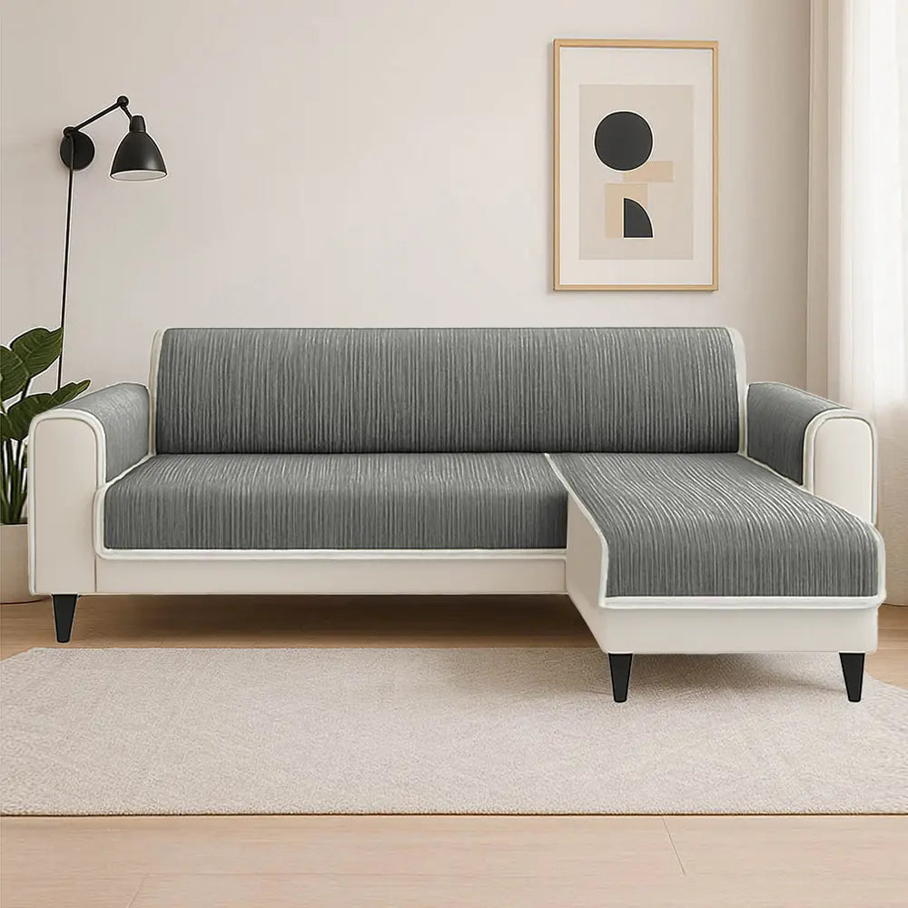 All-Season Anti-Slip Striped Pet Rug Furniture Protector with Armrest Sofa Cover - Keep Still