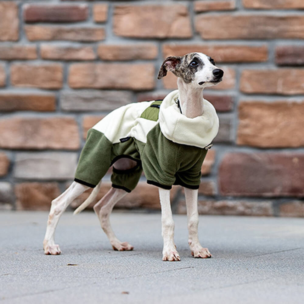 Combinaison pour chien en polaire à couverture complète avec collier amovible