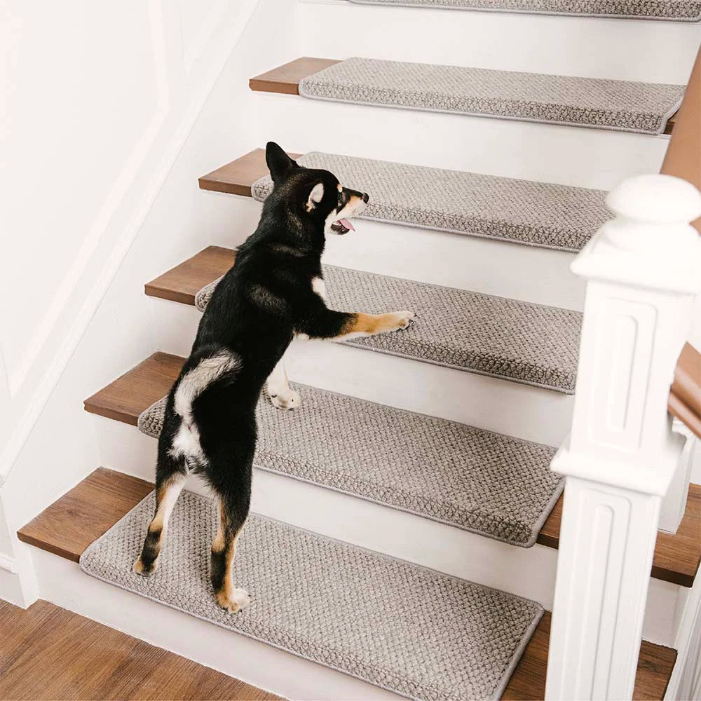 New Zealand Wool Blend Stair Protectors Tape Free Washable Carpet Stair Treads