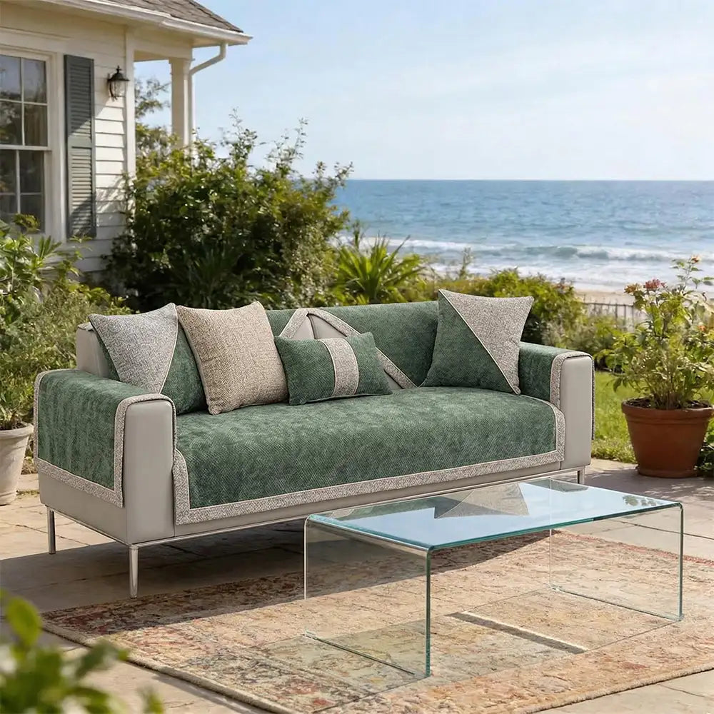 All-Season Modern Tweed Woven Chenille Anti-Slip Outdoor Sofa Cover