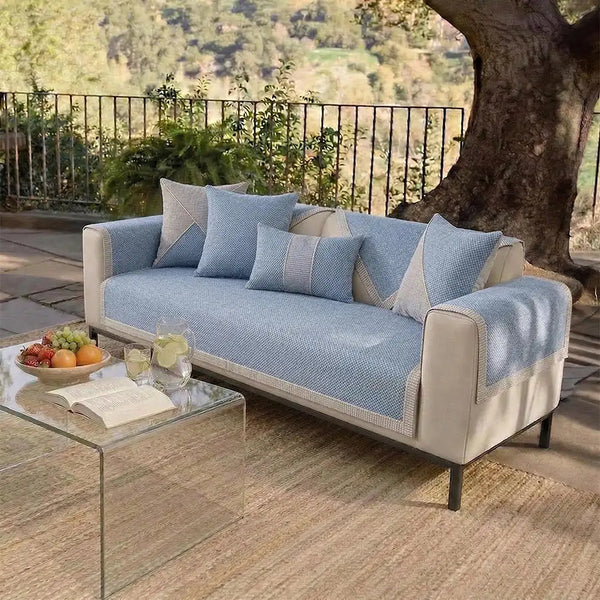 Breathable Woven Cotton Linen Non-Slip Outdoor Sofa Cover