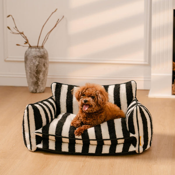 Trendy Striped Faux Lambswool Double Layer Dog & Cat Sofa Bed - Outdoor
