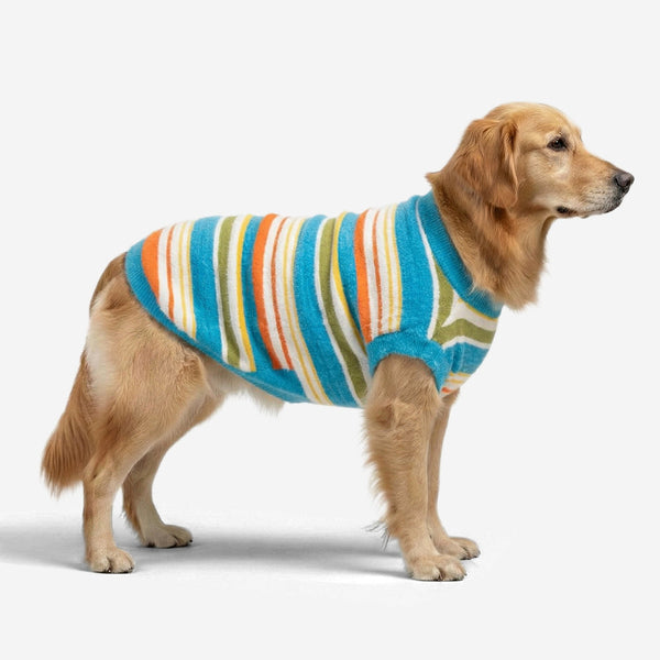 Colour Blocked Striped Dog Sweater-Suitable For Large Dogs