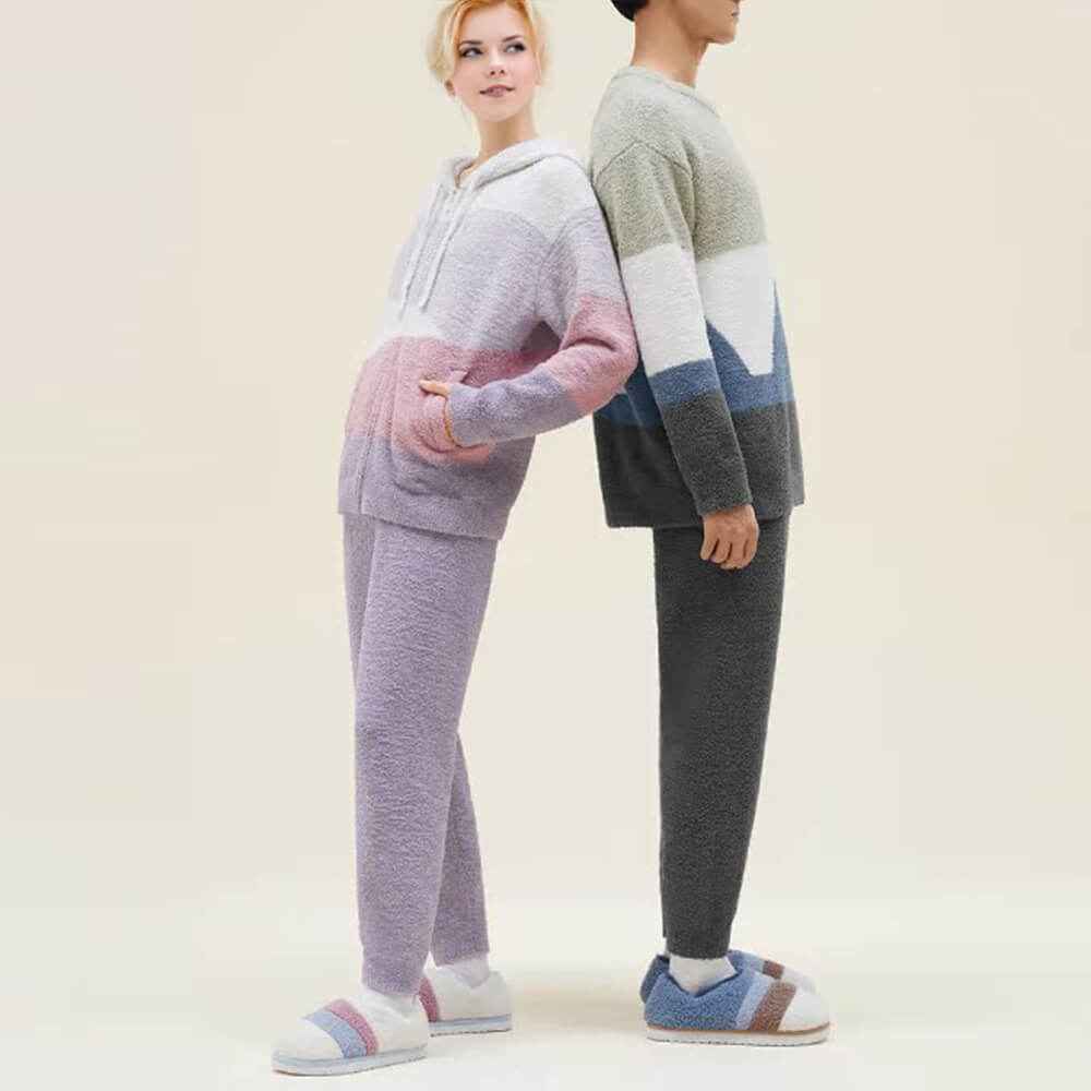 Mondrian-Inspired Ultra Soft Hooded Knit Pajama Set for Pets and Owners