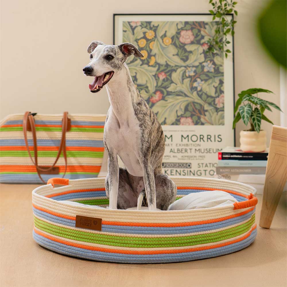 Handcrafted Stripe Calming Pet Bed - Timeless Nest