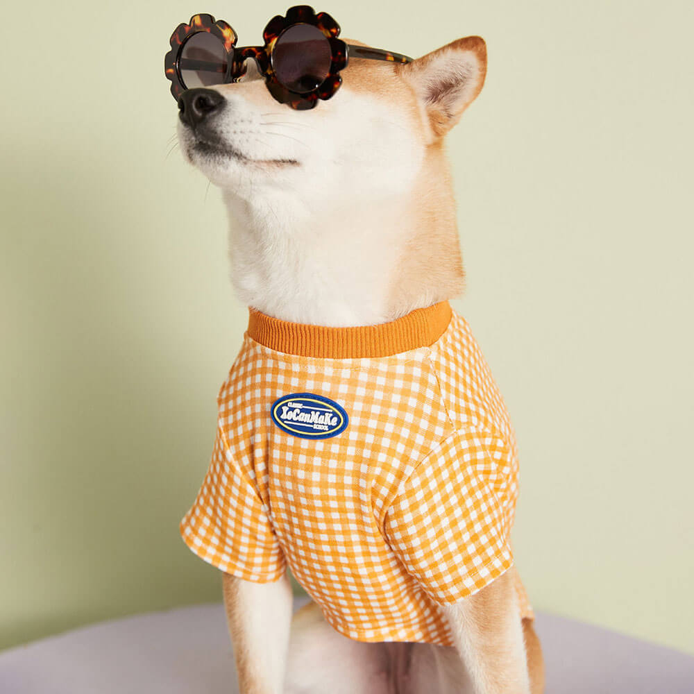 Vêtements d'été pour chiens de compagnie, T-shirt à carreaux multicolore en option, couleur bonbon, style fin, à la mode